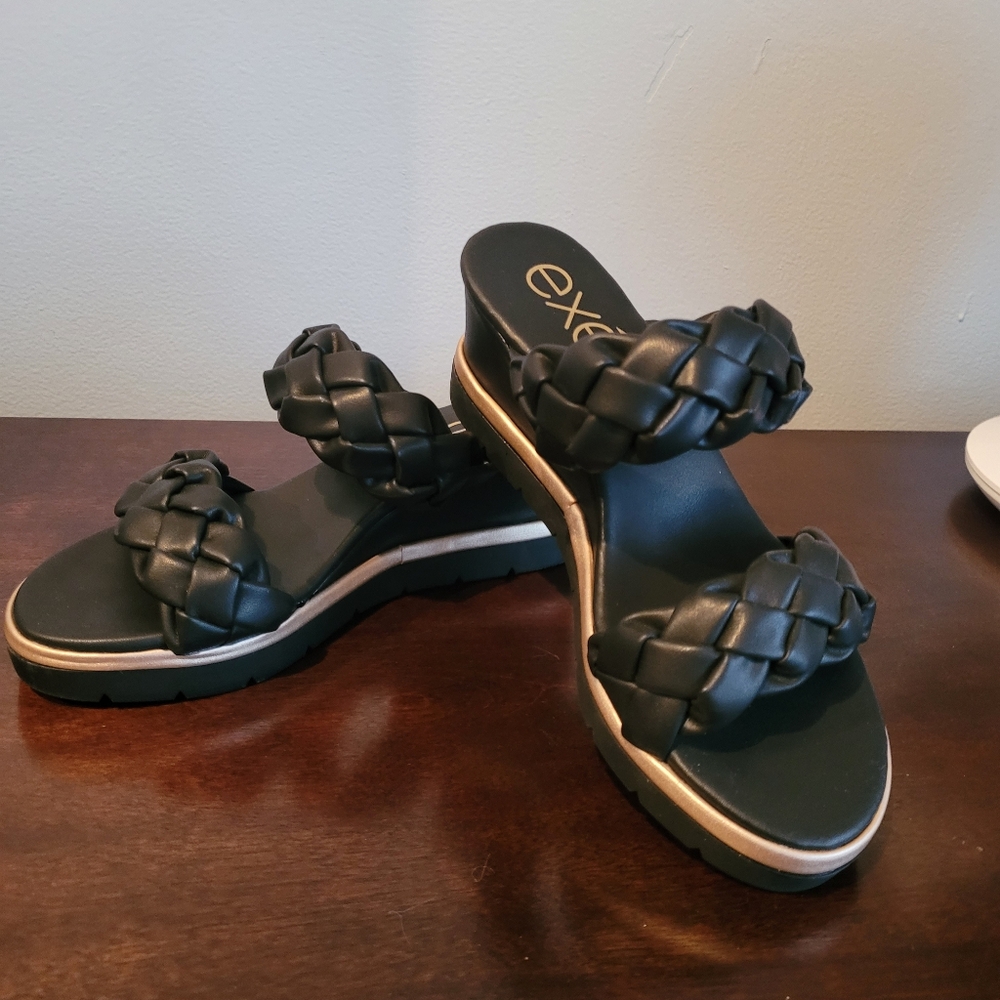 Exe Black Braided Sandals